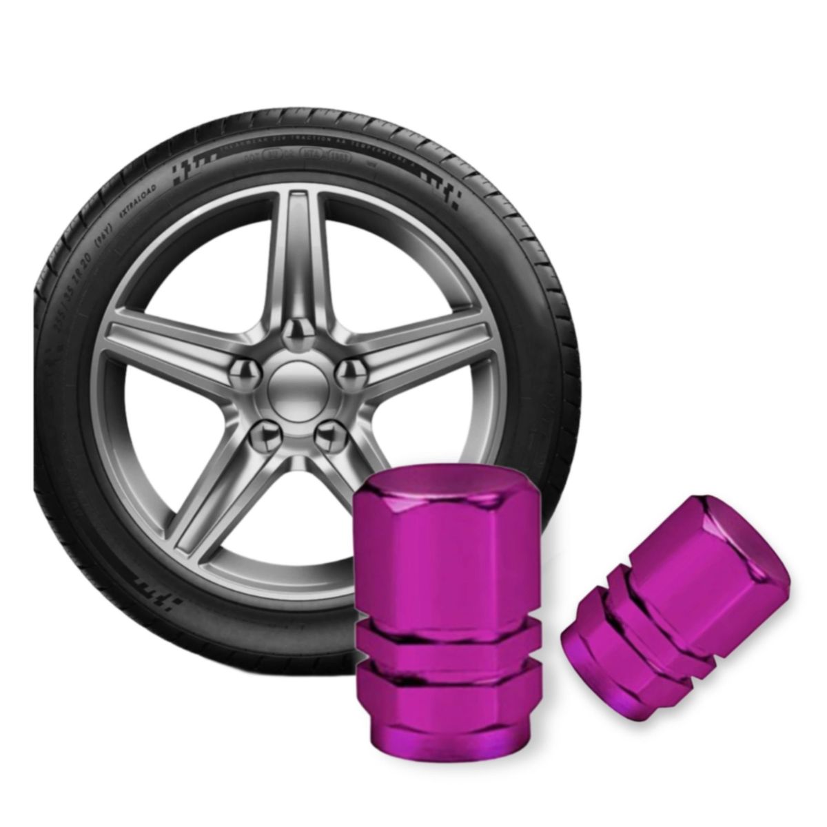 GENERICO - Tapa metalizada para Pitón de Llanta - Morado x2 Unds