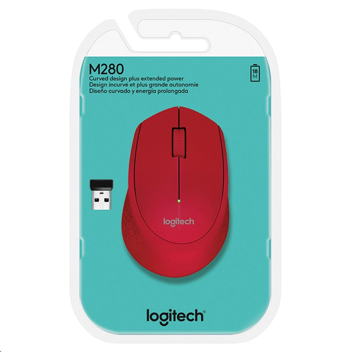 LOGITECH - Mouse Logitech M280 Inalambrico Egonómico USB Rojo