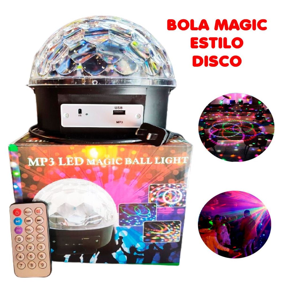 SEISA - Parlante Bluetooth Bola Mágica LED Multicolor para Fiesta Audiorítmica