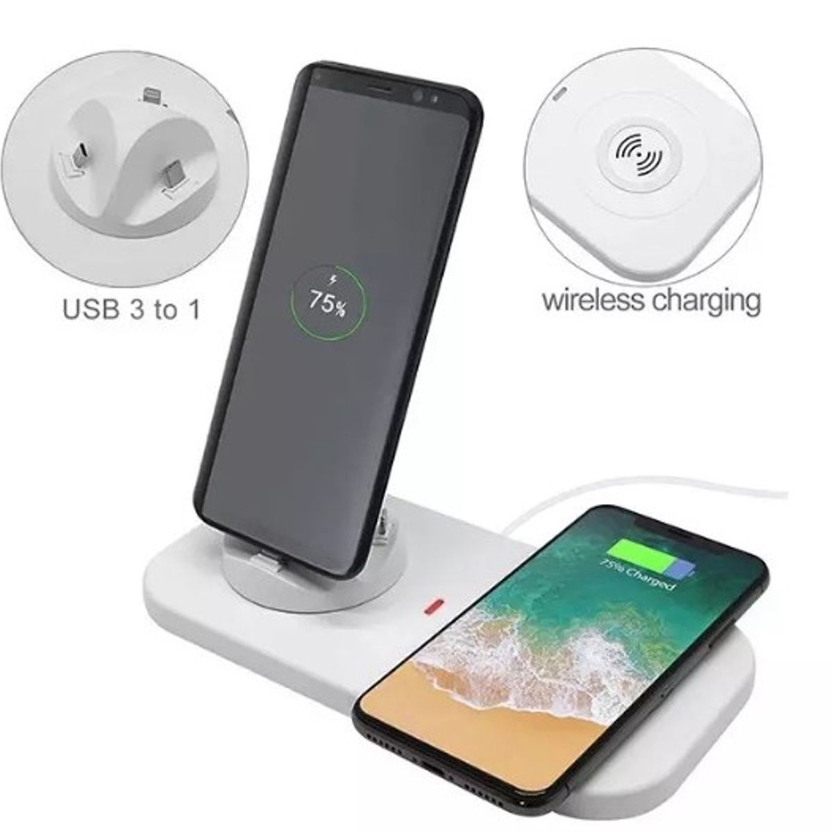GENERICO - Cargador inalámbrico 3 en 1 - UV02 - móvil-IOS y Android