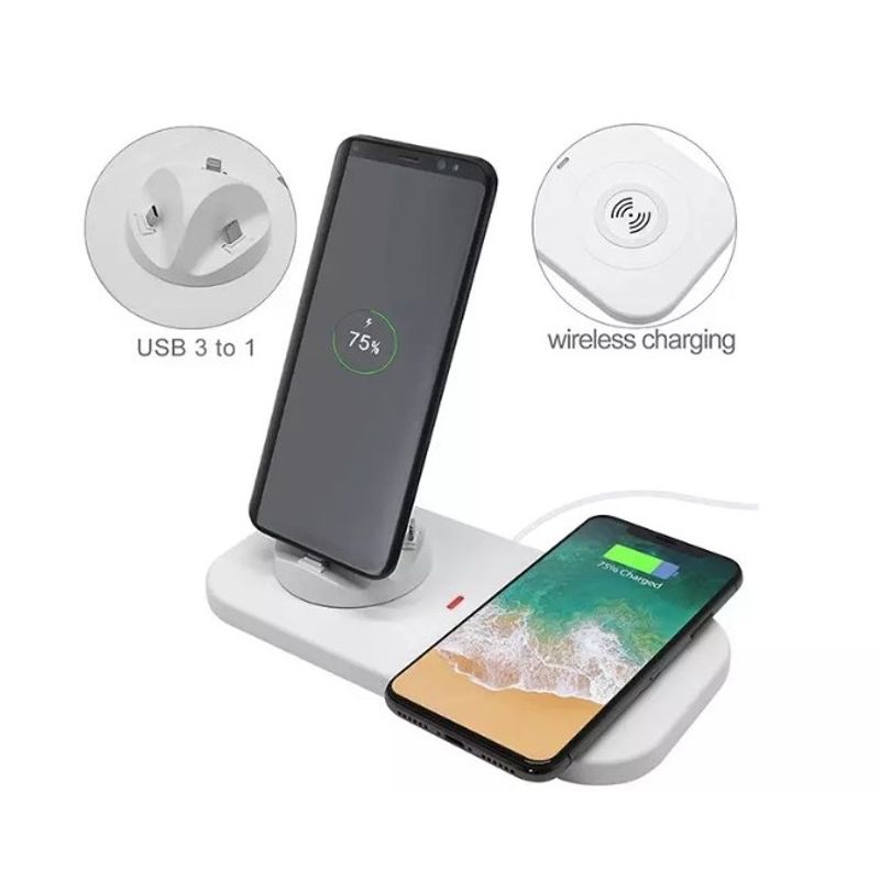 GENERICO - Cargador inalámbrico 3 en 1 - UV02 - móvil-IOS y Android