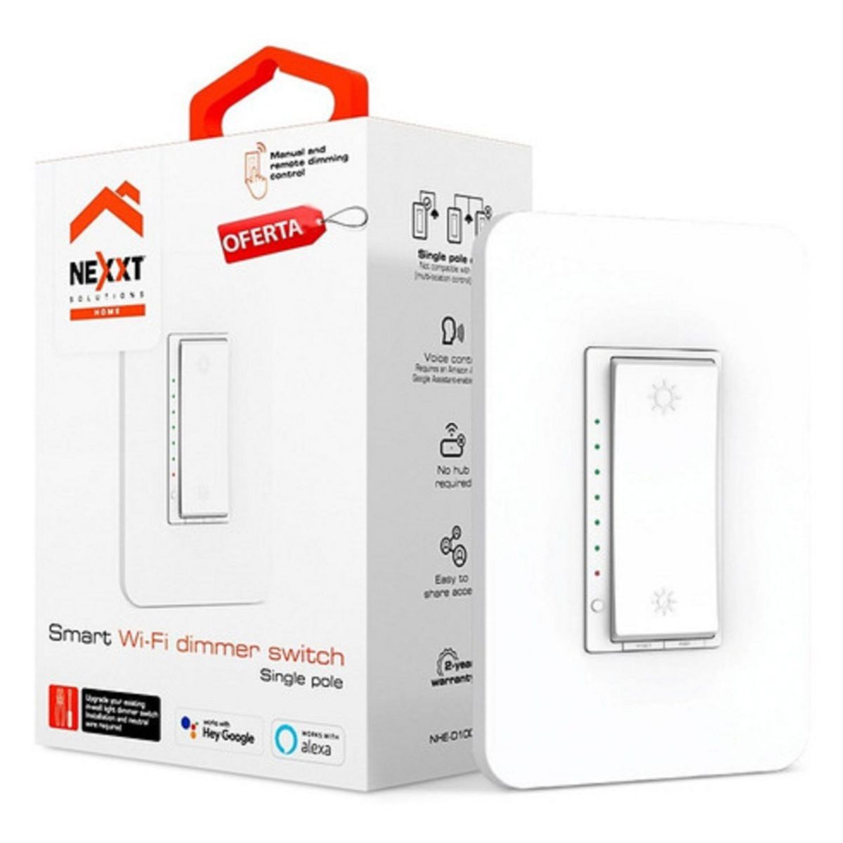 NEXXT SOLUTIONS - Interruptor De Luz Wi-fi Inteligente Nexxt NHE-D100- Blanco
