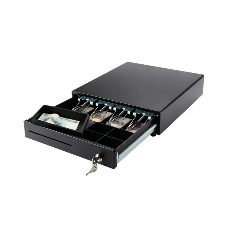 JPSYSTEMS - Gaveta cajón para guardar dinero metálico caja registradora 33.5x36.8x8cm 4 pisabilletes M330S