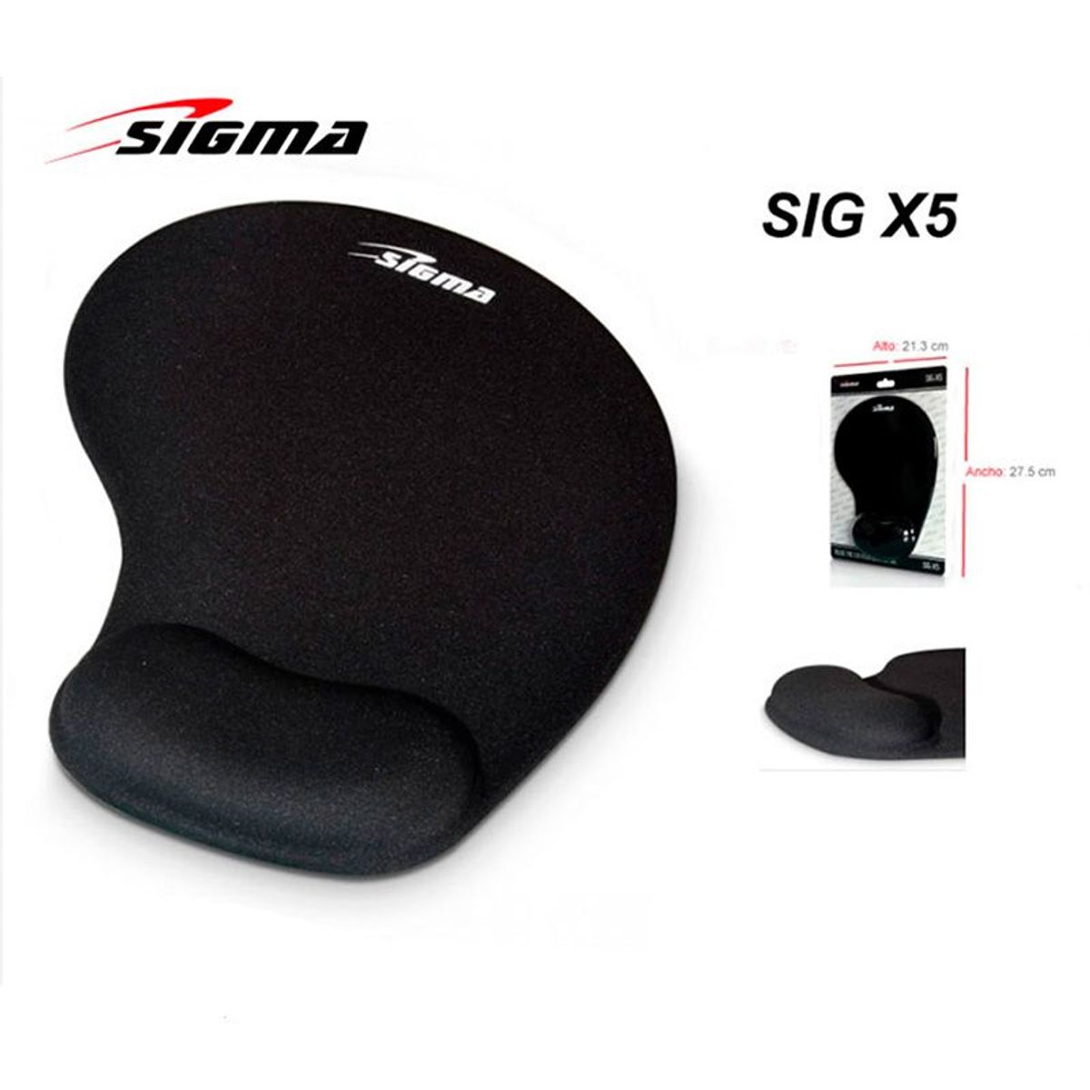 SIGMA - Mouse Pad Con Almohadilla De Gel Y Anti Deslizante  Negro