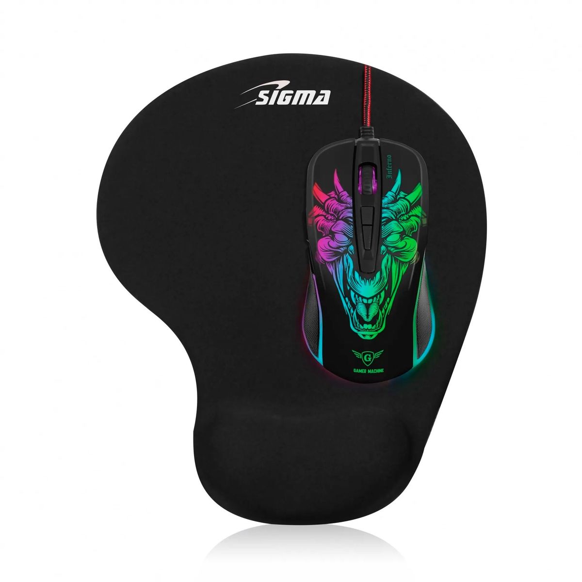 SIGMA - Mouse Pad Con Almohadilla De Gel Y Anti Deslizante  Negro