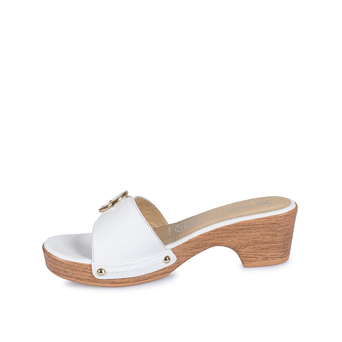 VIALE - Sandalia Sueco Casual SOFI-2308 Blanco Viale Cuero