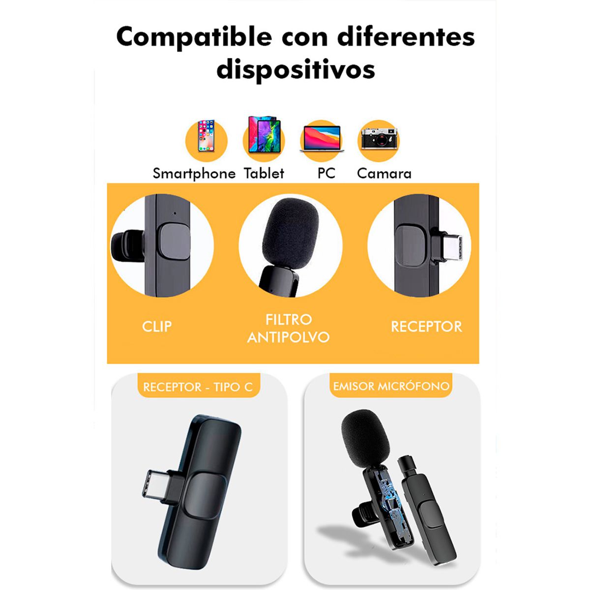 KREED - Micrófono Inalámbrico Recargable Tipo C - K8