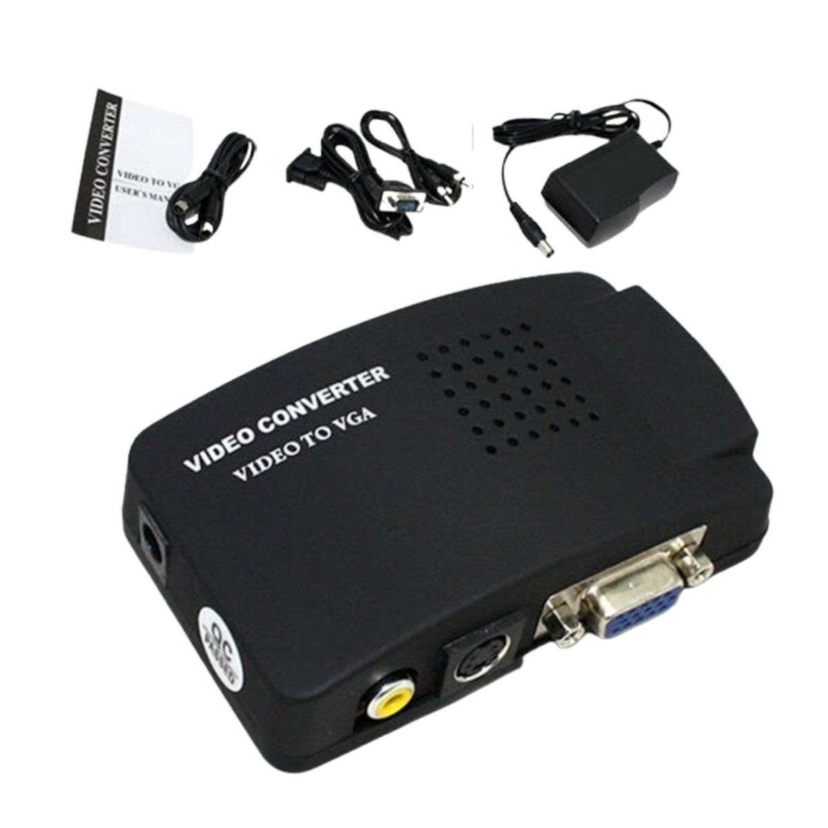 GENERICO - Adaptador Convertidor Rca Tv S-video A Vga Con Cables