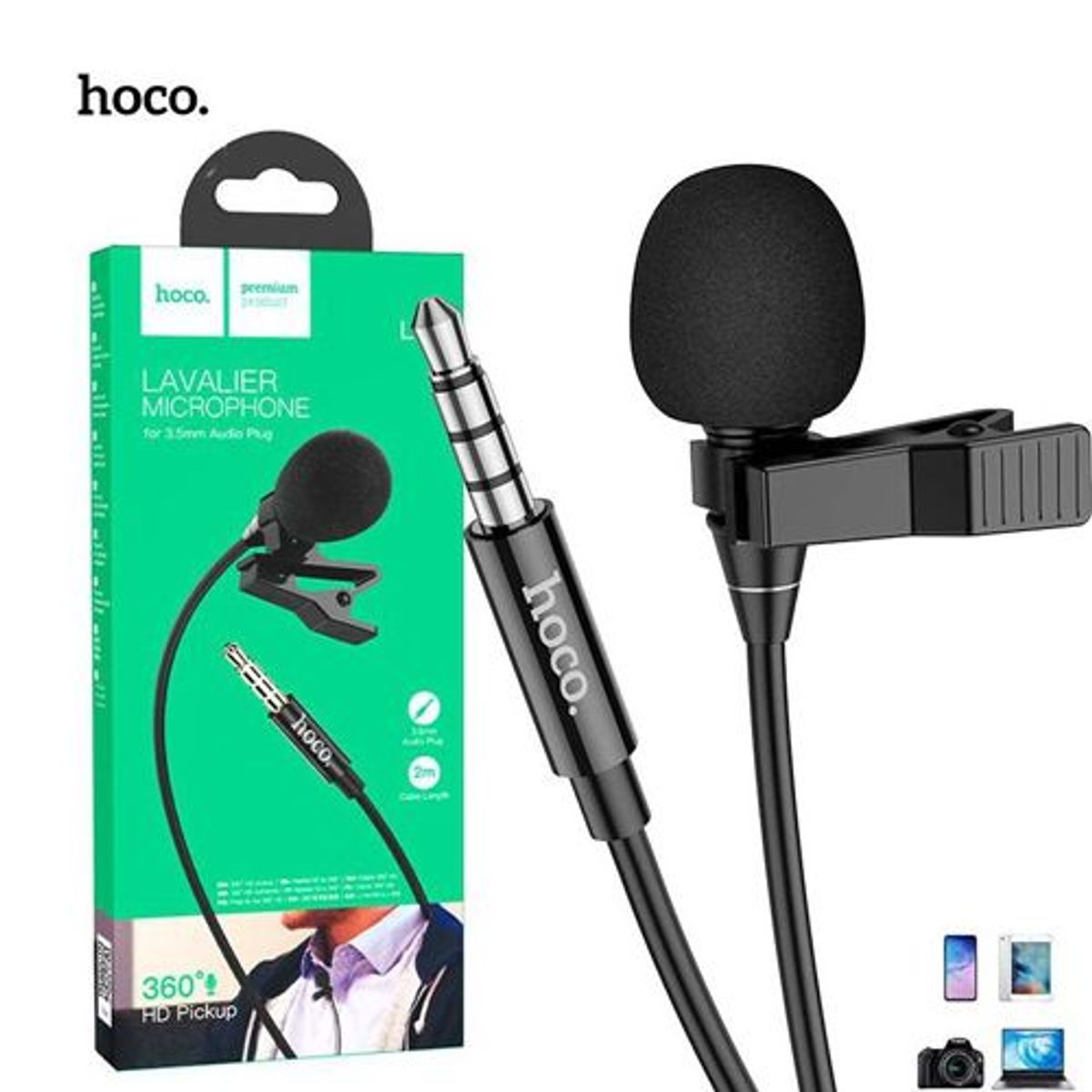 HOCO - Microfono solapero universal lavalier perchero 2m 360°