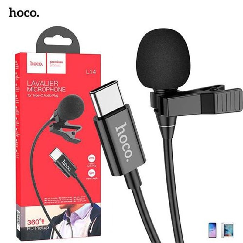 HOCO - Microfono solapero usb-c lavalier perchero 2m 360° portatil
