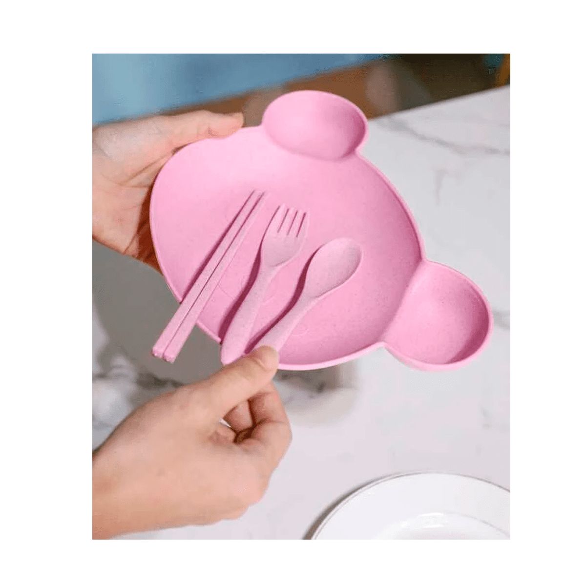 GENERICO - Plato para Bebé - Modelo Oso Rosado