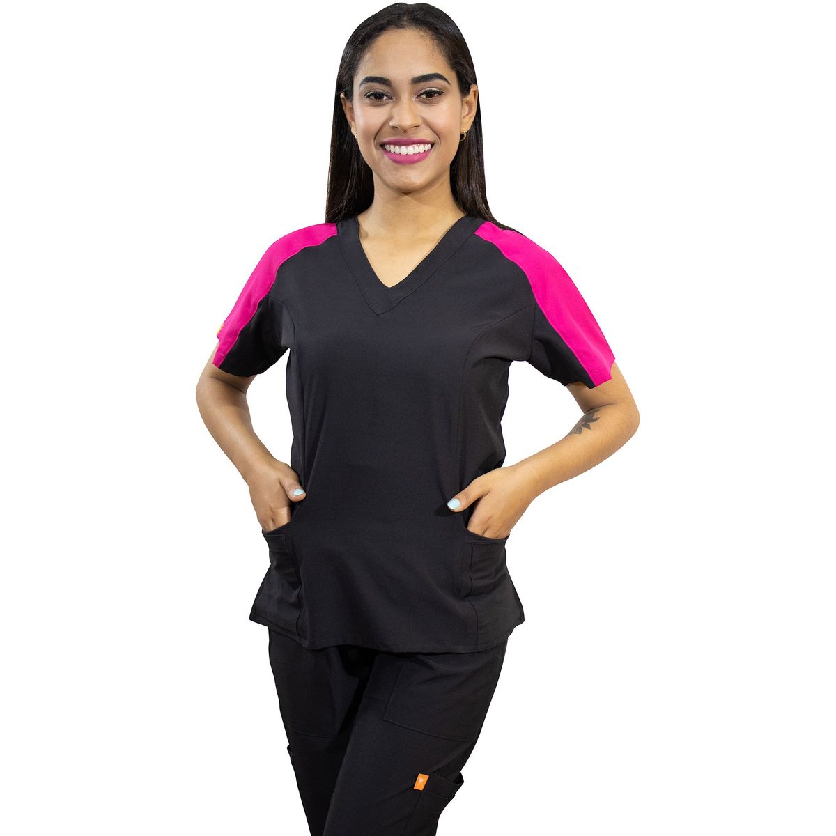 TWELVE - Twelve -conjunto scrub  Kaia - fucsia/ negro