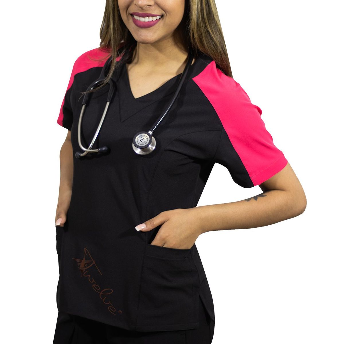 TWELVE - Twelve -conjunto scrub  Kaia - coral/ negro