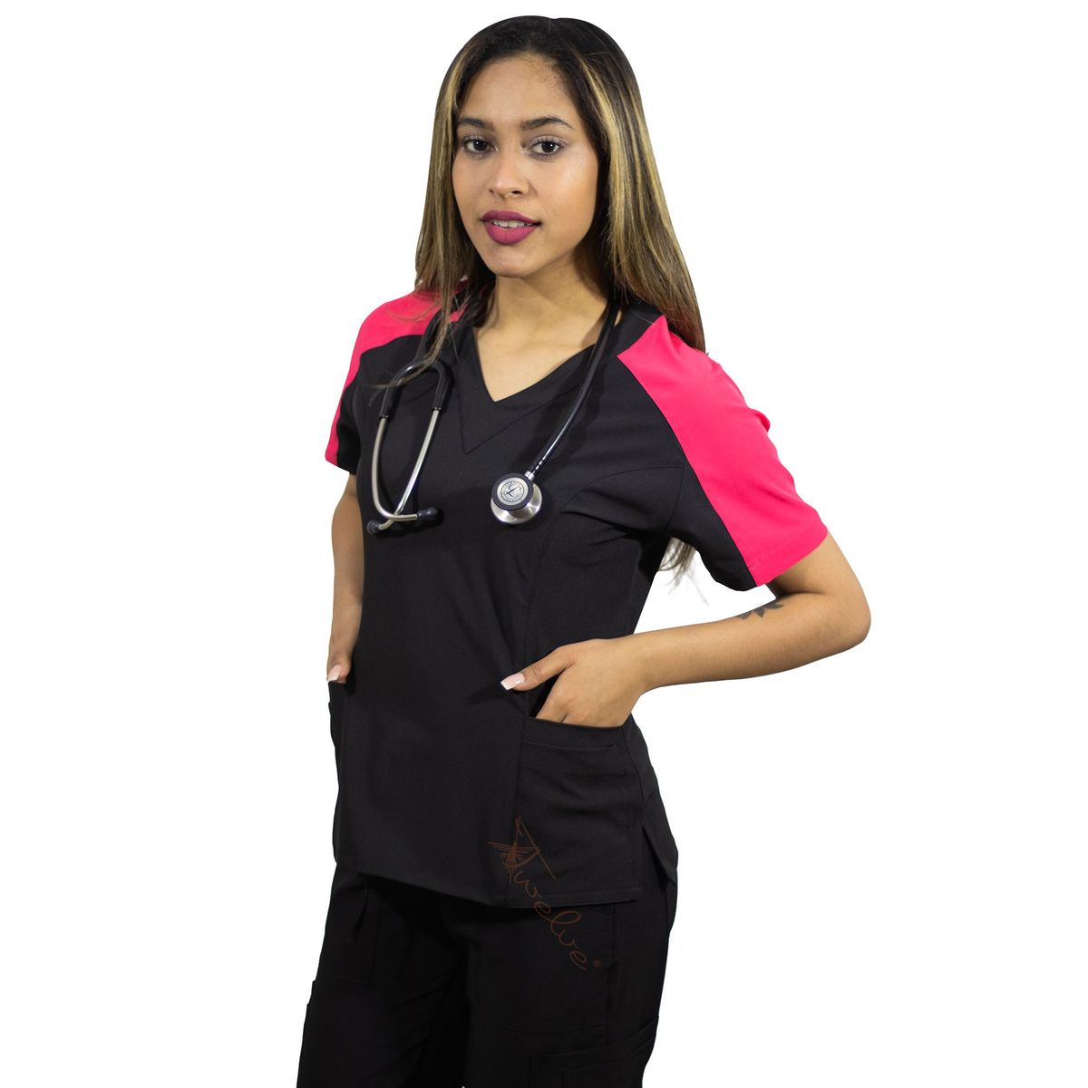 TWELVE - Twelve -conjunto scrub  Kaia - coral/ negro