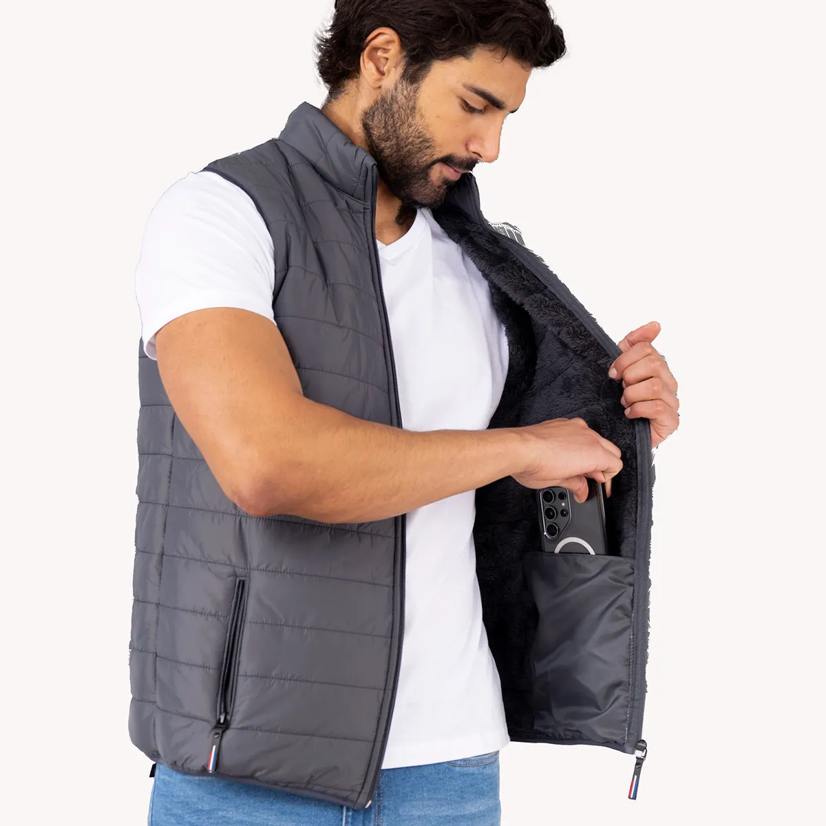 JUSTO - CHALECO  PLOMO ACOLCHADO -CABALLERO  SLIM FIT