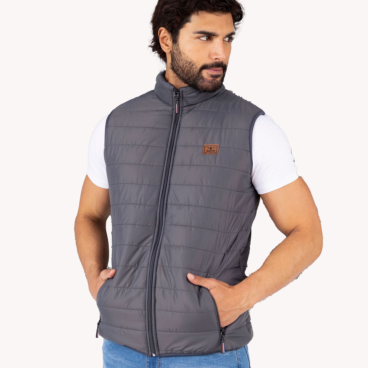 JUSTO - CHALECO  PLOMO ACOLCHADO -CABALLERO  SLIM FIT