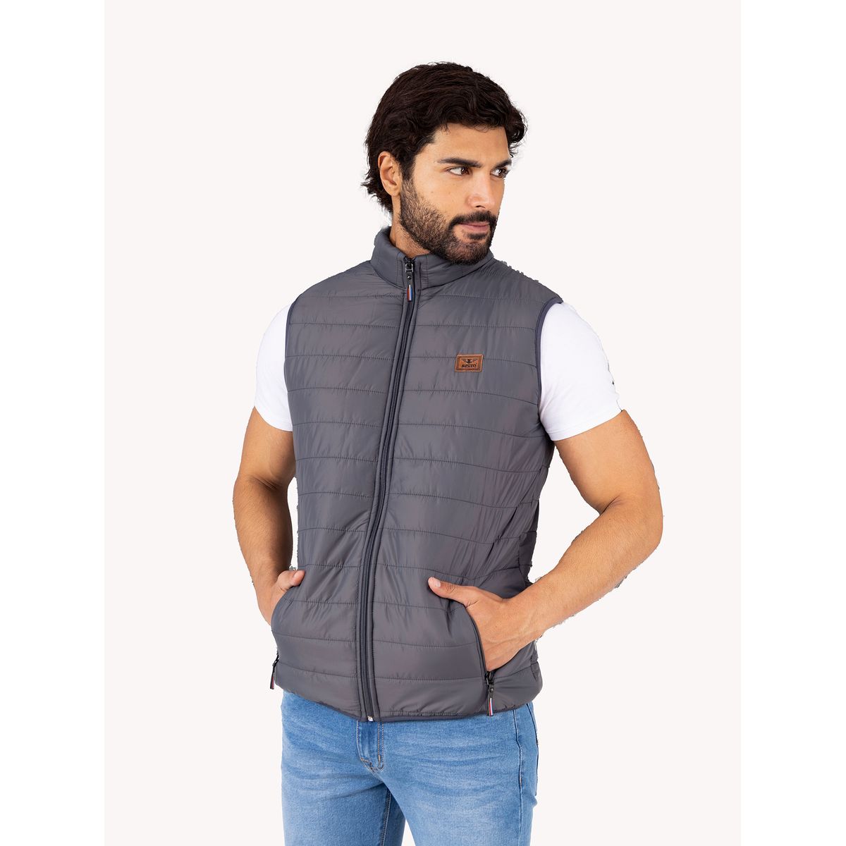 JUSTO - CHALECO  PLOMO ACOLCHADO -CABALLERO  SLIM FIT
