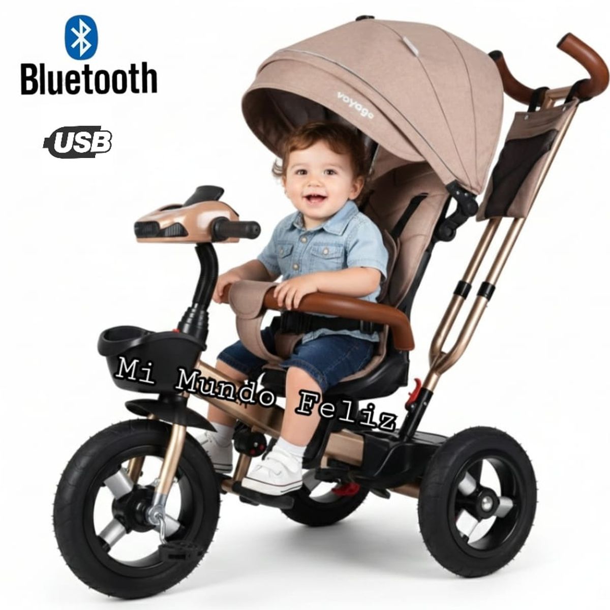 BABY - Triciclo para Niños Musical Llantas Goma Asiento Giratorio