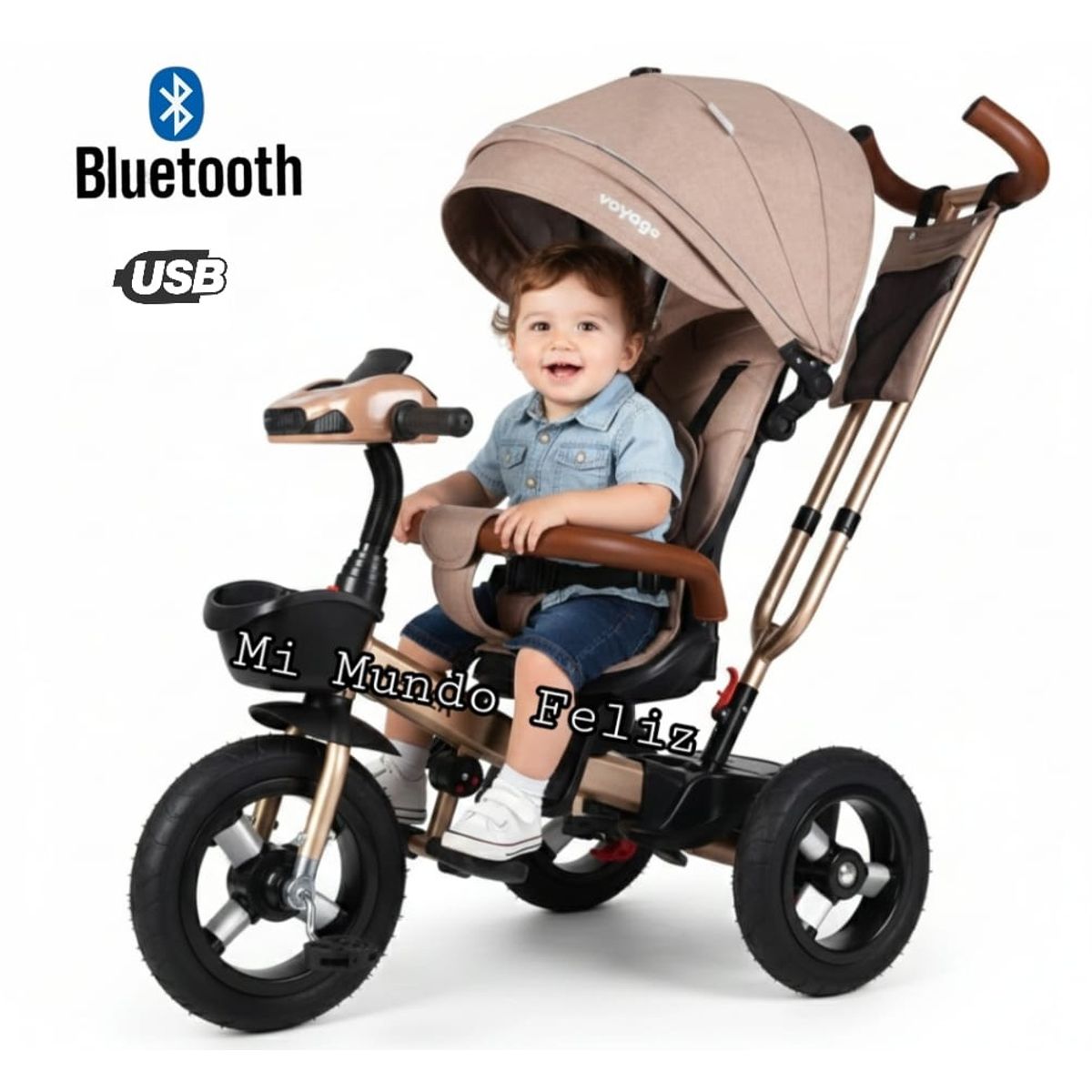 BABY - Triciclo para Niños Musical Llantas Goma Asiento Giratorio