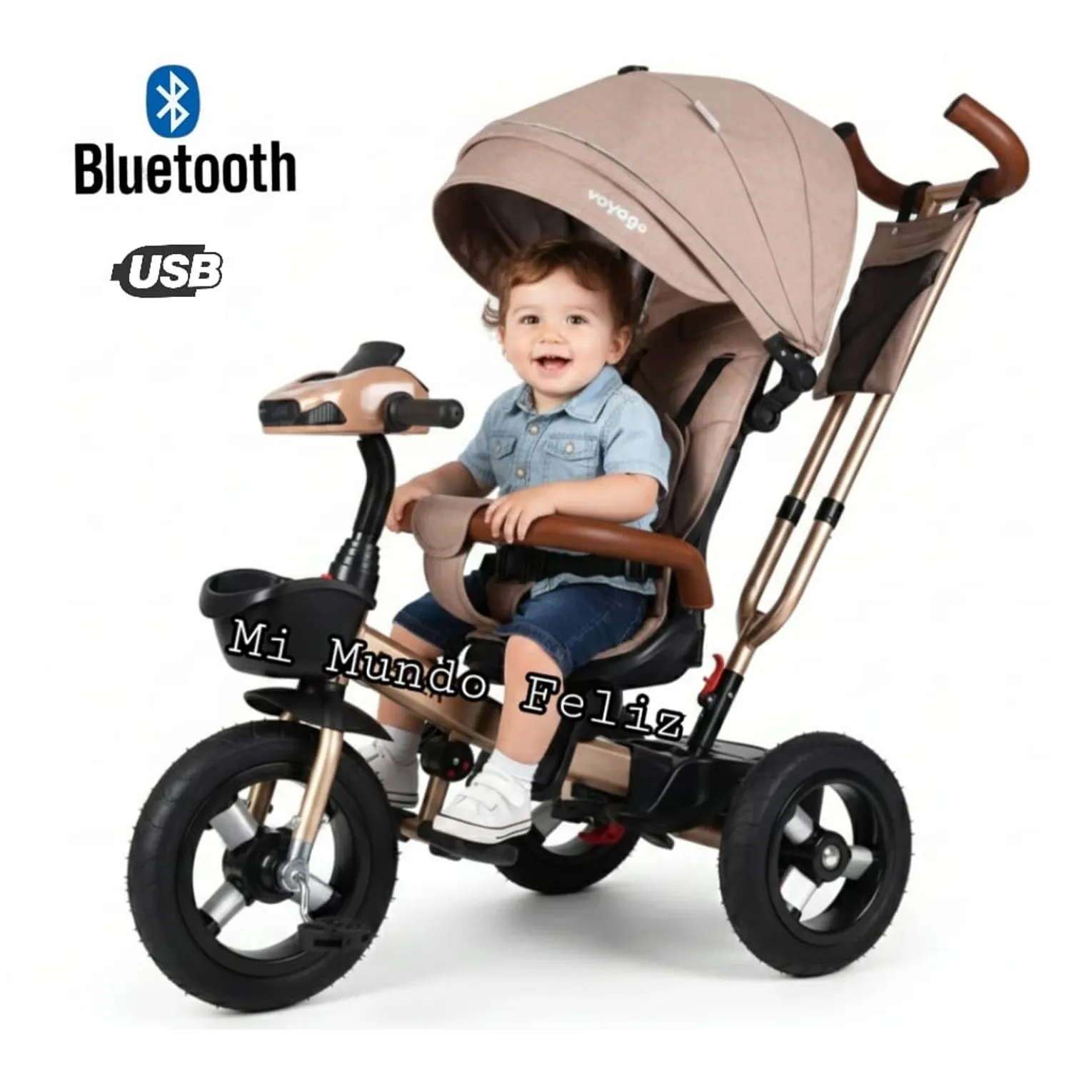 Coche Triciclo Para Bebes Triciclo Para Niños Musical Llantas Goma