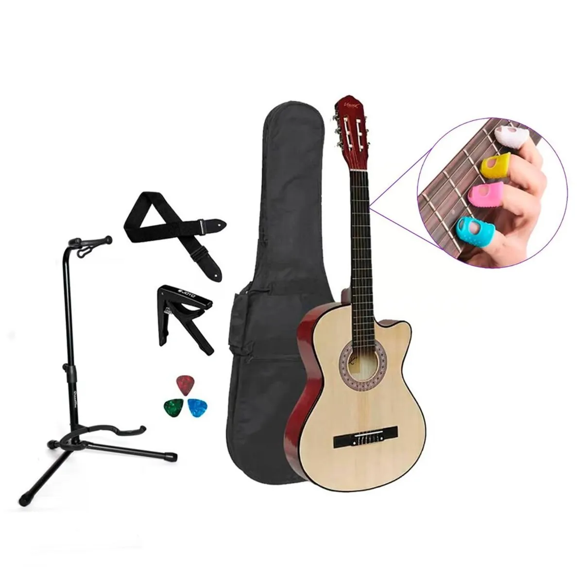 VOZZEX - VOZZEX PACK DE GUITARRA ACUSTICA NYLON NATURAL