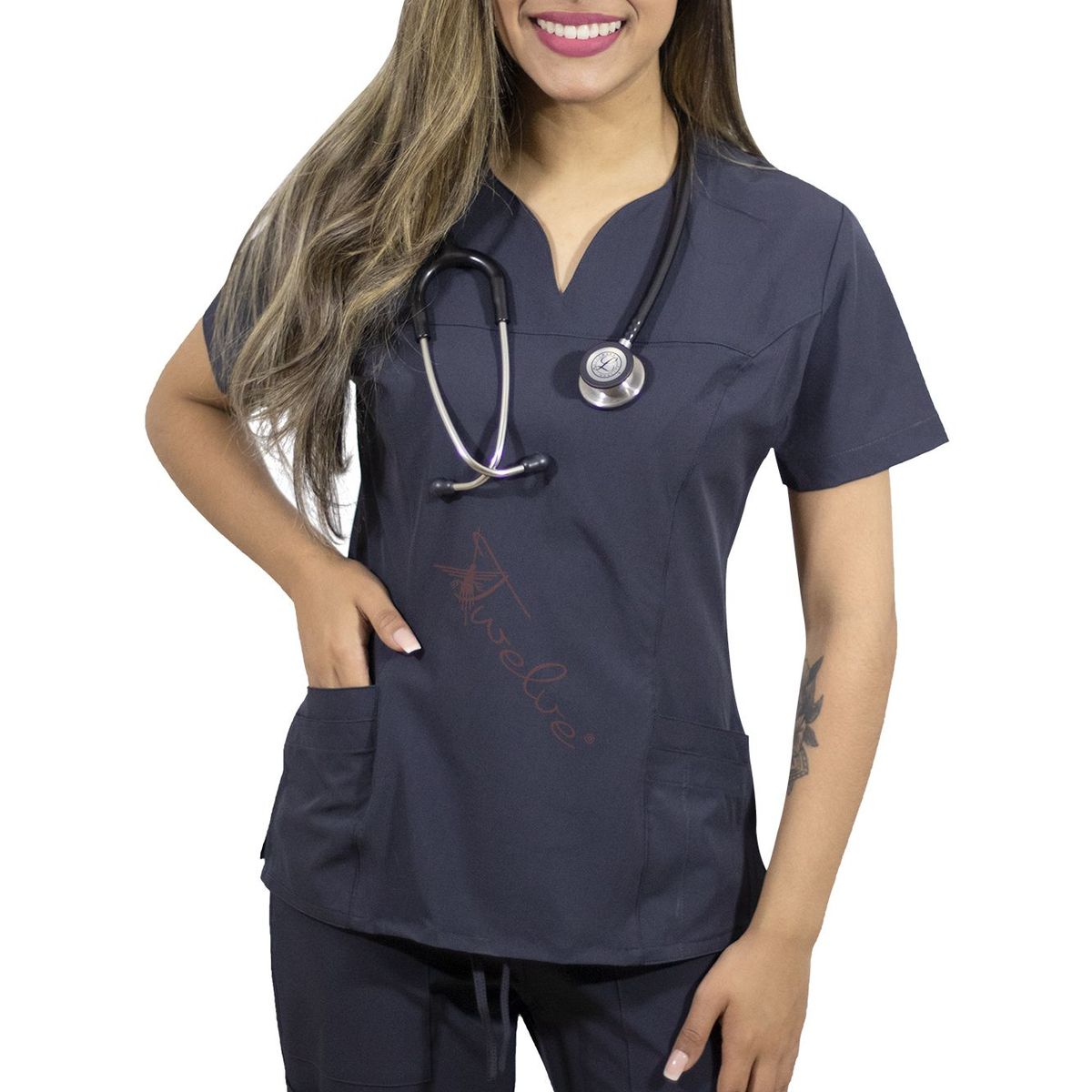 TWELVE - Twelve -conjunto scrub  corazón - plomo oscuro