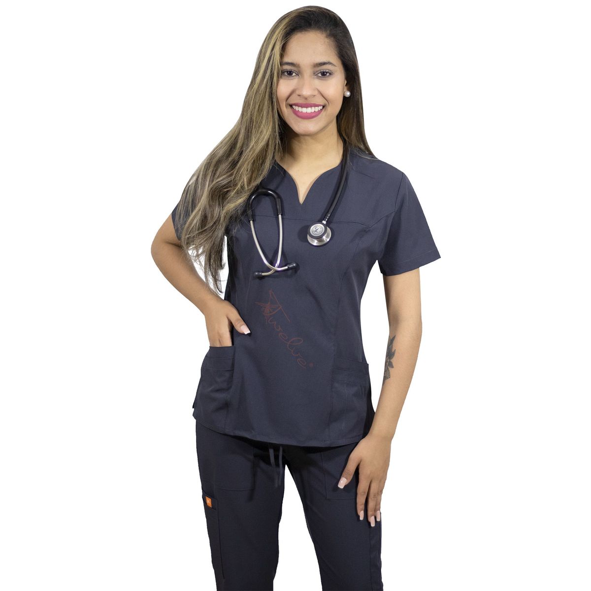 TWELVE - Twelve -conjunto scrub  corazón - plomo oscuro