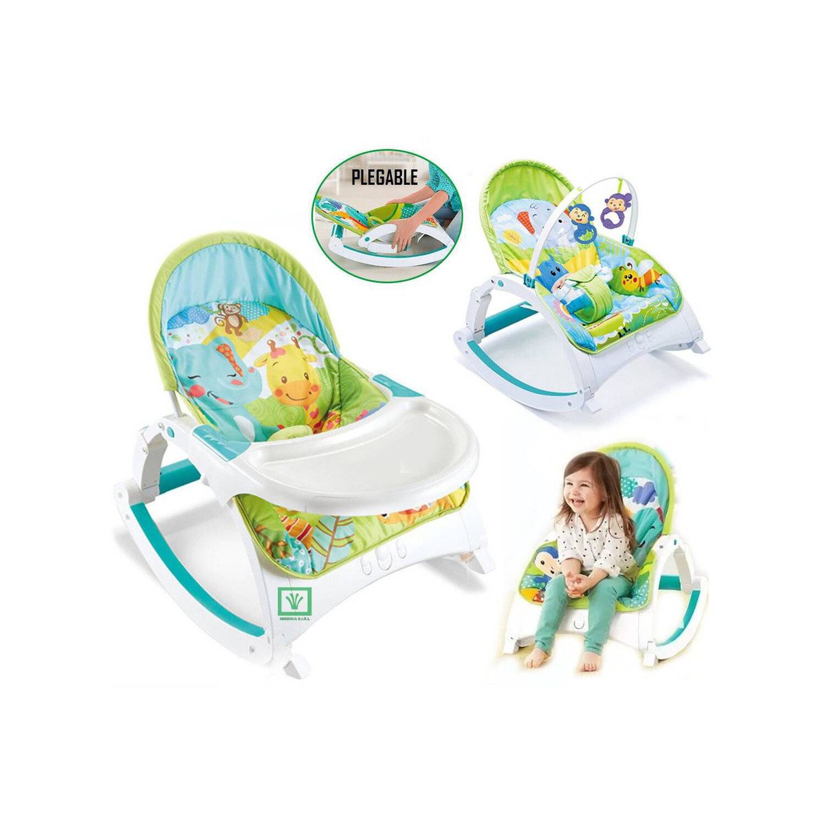 IDEAL - Silla de comer mecedora 3 en 1 con vibrador
