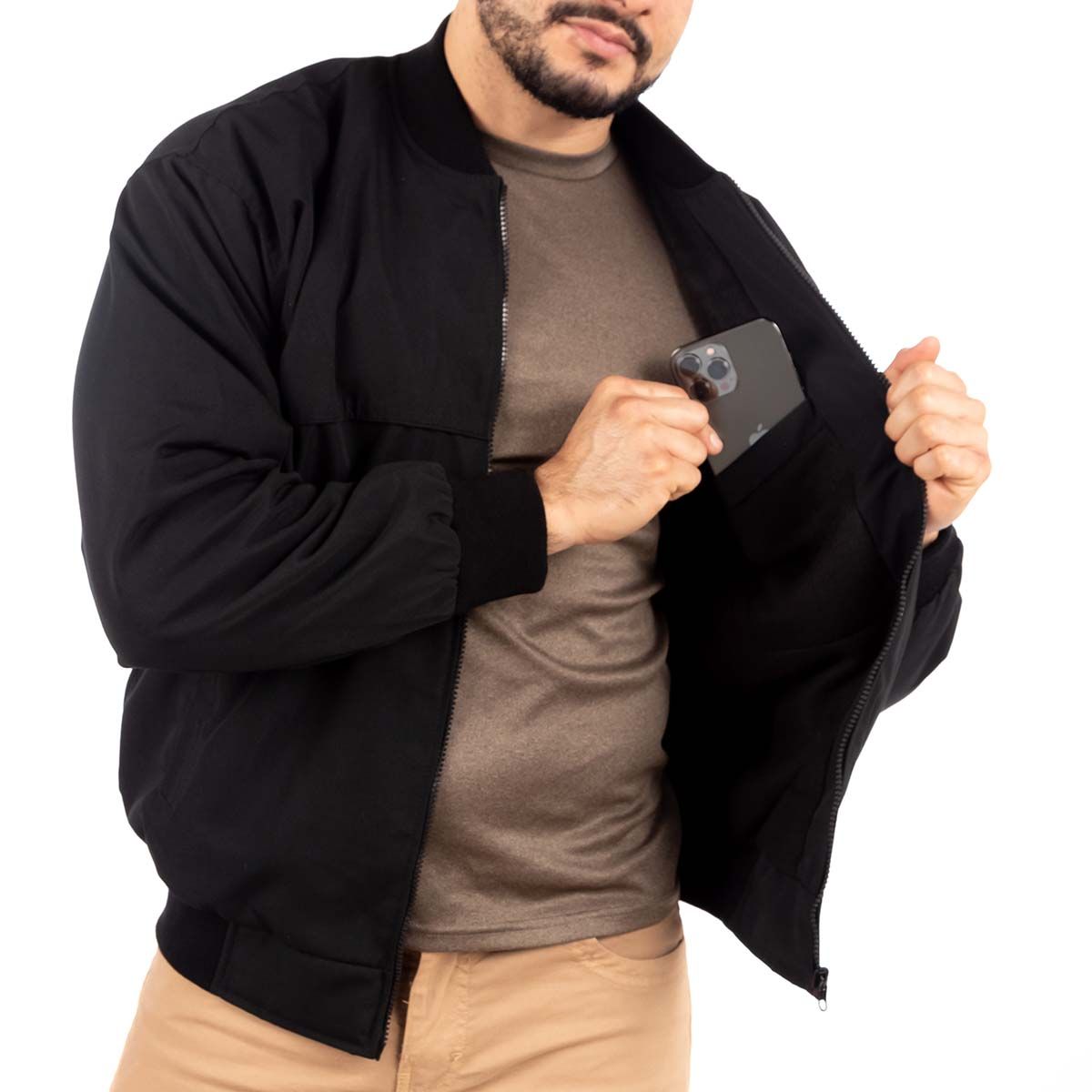 KAEROSHY - Casaca Legant Hombre Cuello Tejido - Negro