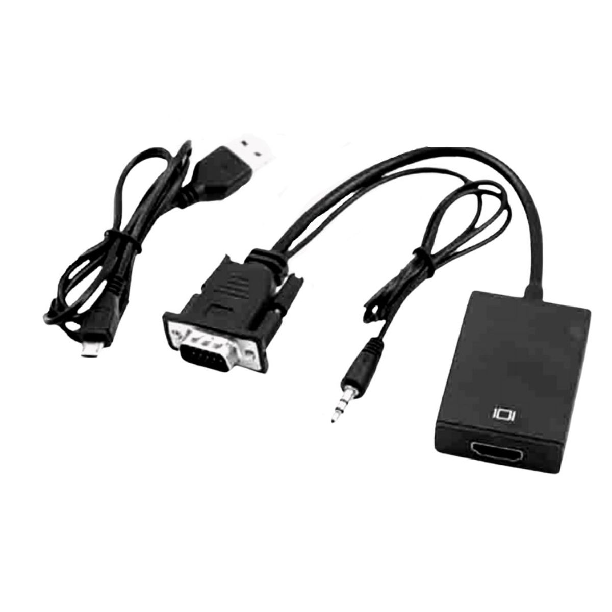GENERICO - Adaptador Convertidor Vga A Hdmi Ccable Audio Video Fullhd