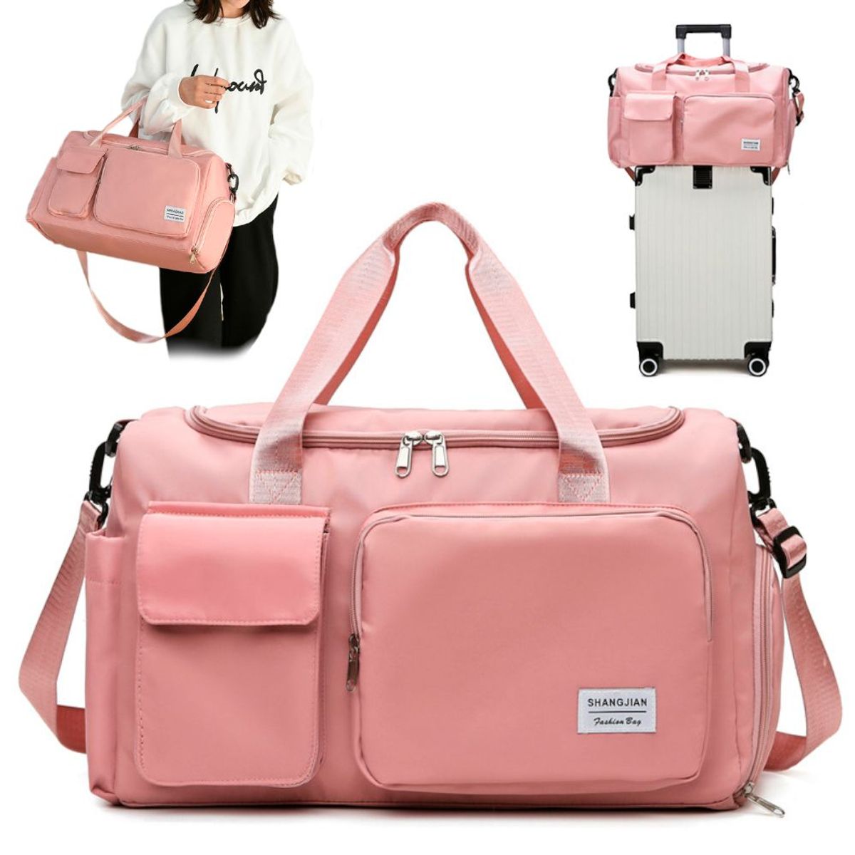 GENERICO - Bolso Mochila Maleta de Viaje Deportiva Multiusos Rosado