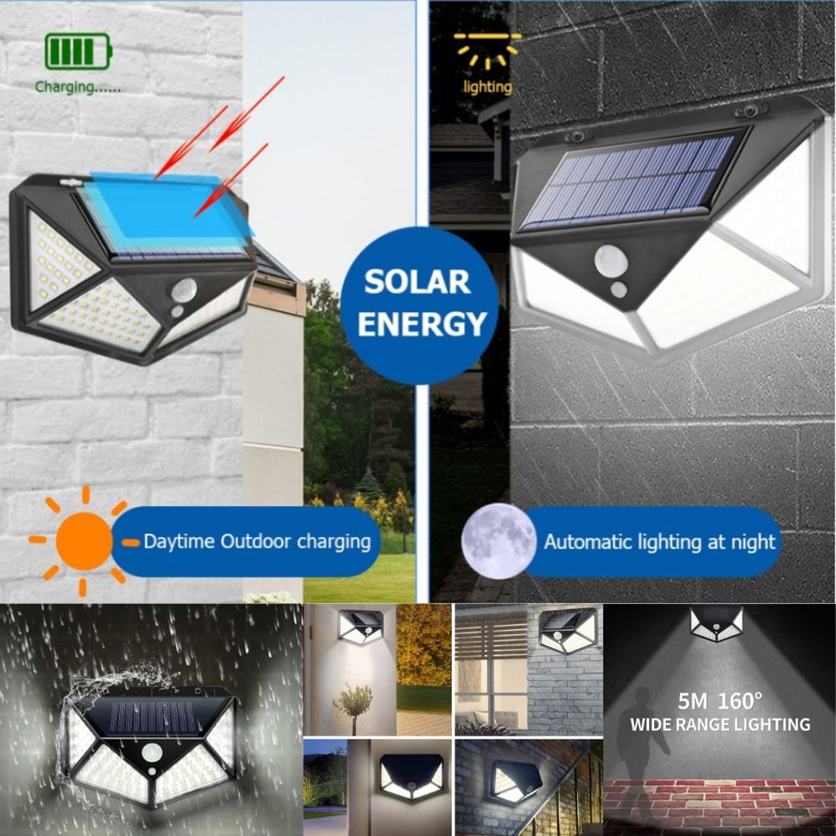 GENERICO - FOCOS APLIQUE SOLAR CON ENCENDIDO AUTOMATICO Y SENSOR DEMOVIMIENTO