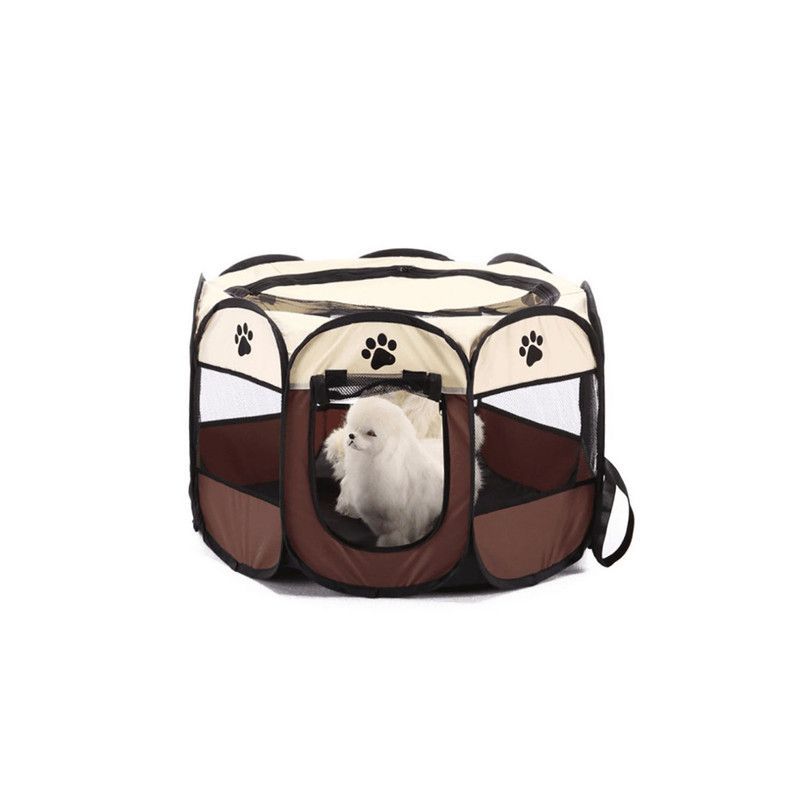 QUE PATAS PET SHOP - Corral Plegable para Mascotas Marrón Talla S