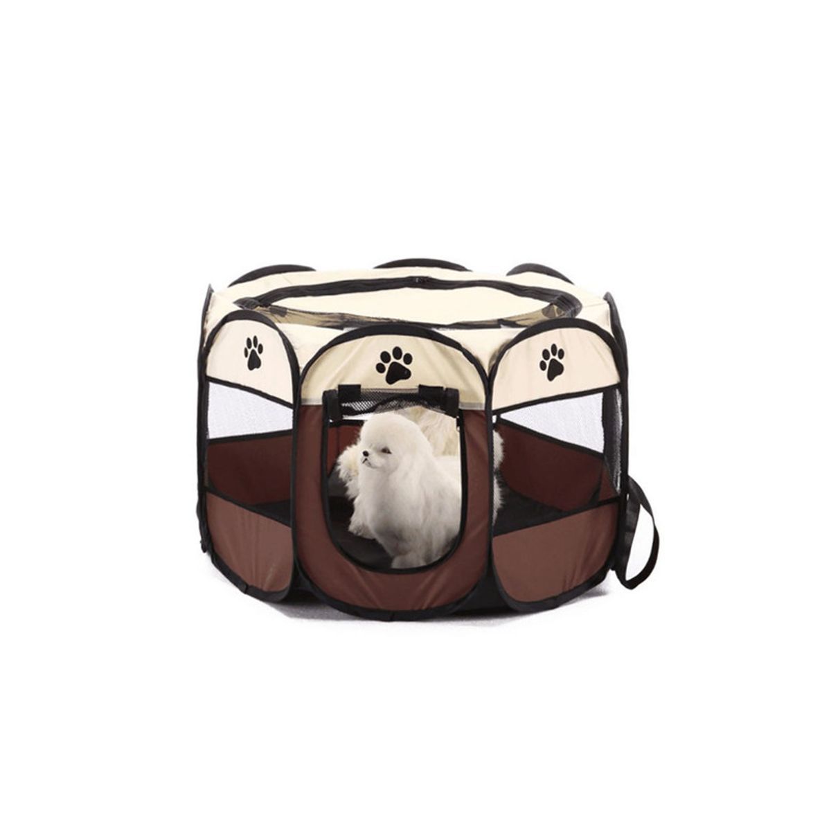 QUE PATAS PET SHOP - Corral Plegable para Mascotas Marrón Talla L