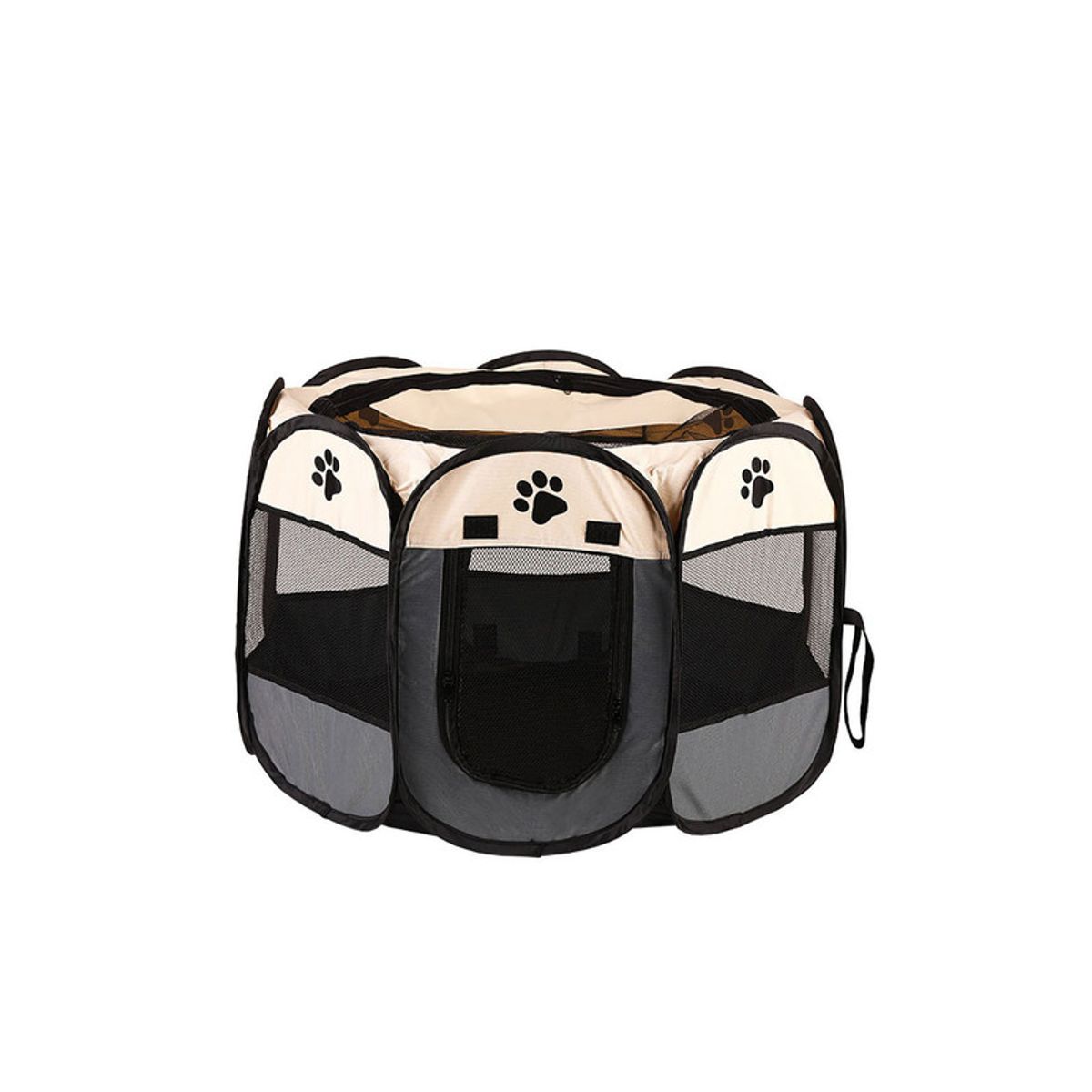 QUE PATAS PET SHOP - Corral Para Mascotas Plegable Con Techo Gris Talla M