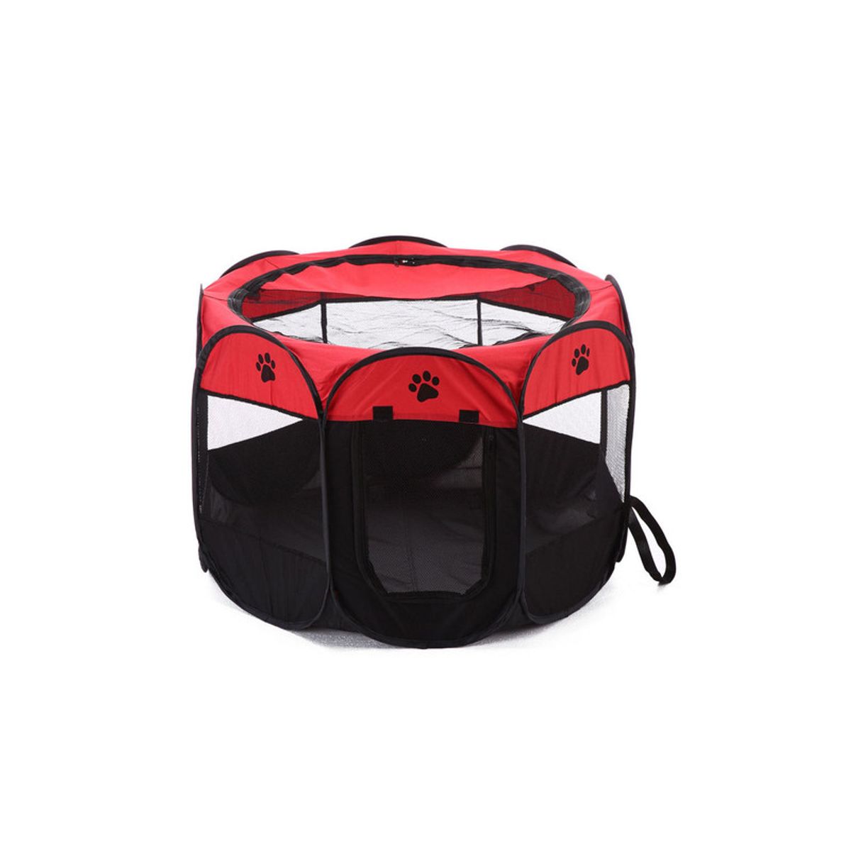 QUE PATAS PET SHOP - Corral Para Mascotas Plegable Con Techo Rojo Talla S