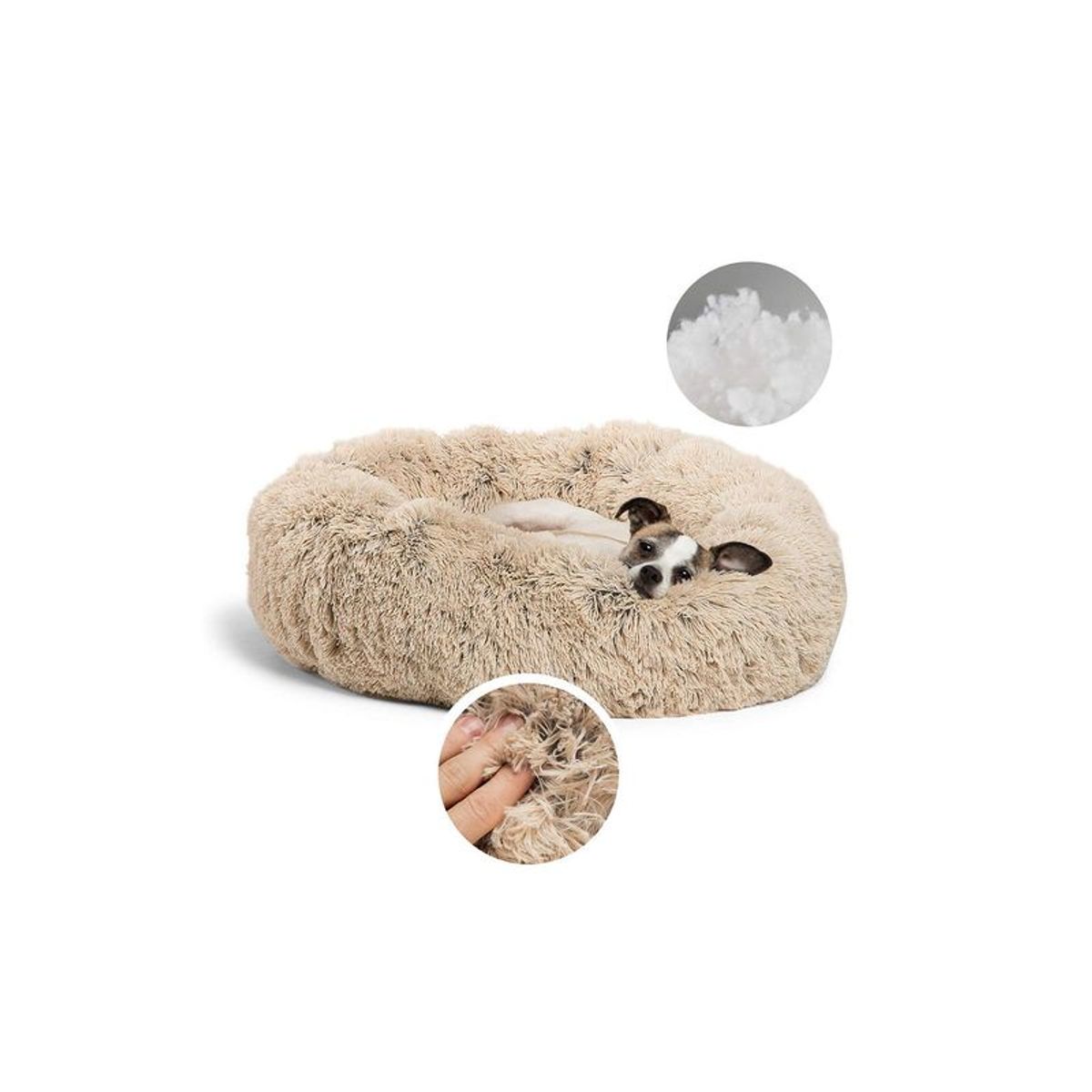 QUE PATAS PET SHOP - Cama Donut para Mascota Beige Talla S