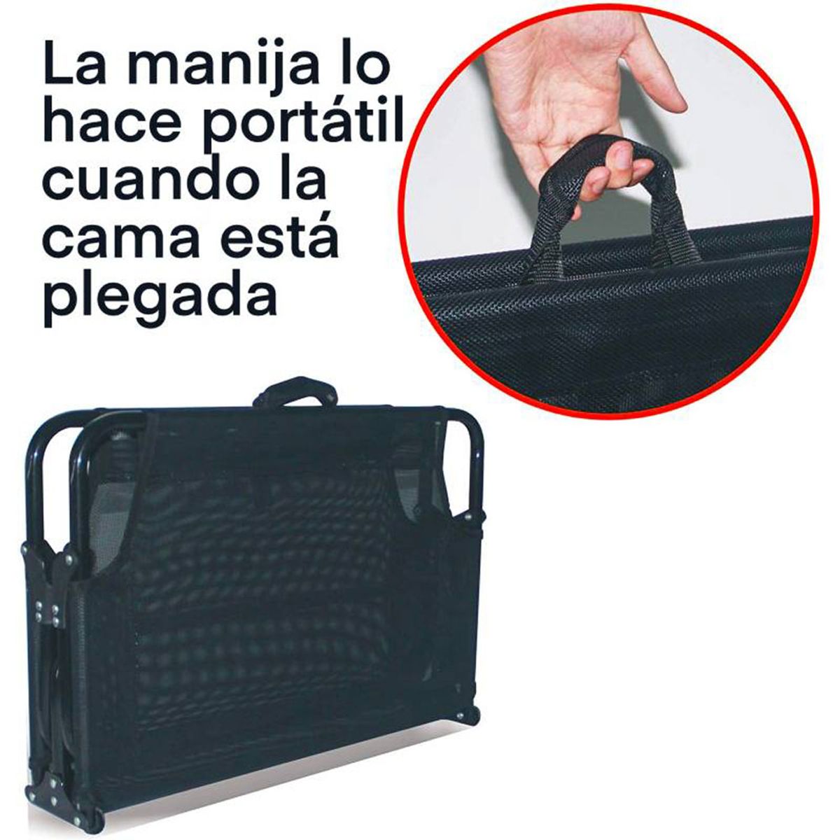 QUE PATAS PET SHOP - Cama Elevada Plegable Portátil Negro De Malla Para Mascotas Talla M
