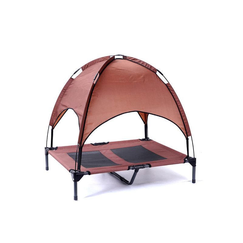 QUE PATAS PET SHOP - Cama Elevada con Toldo talla L Marrón