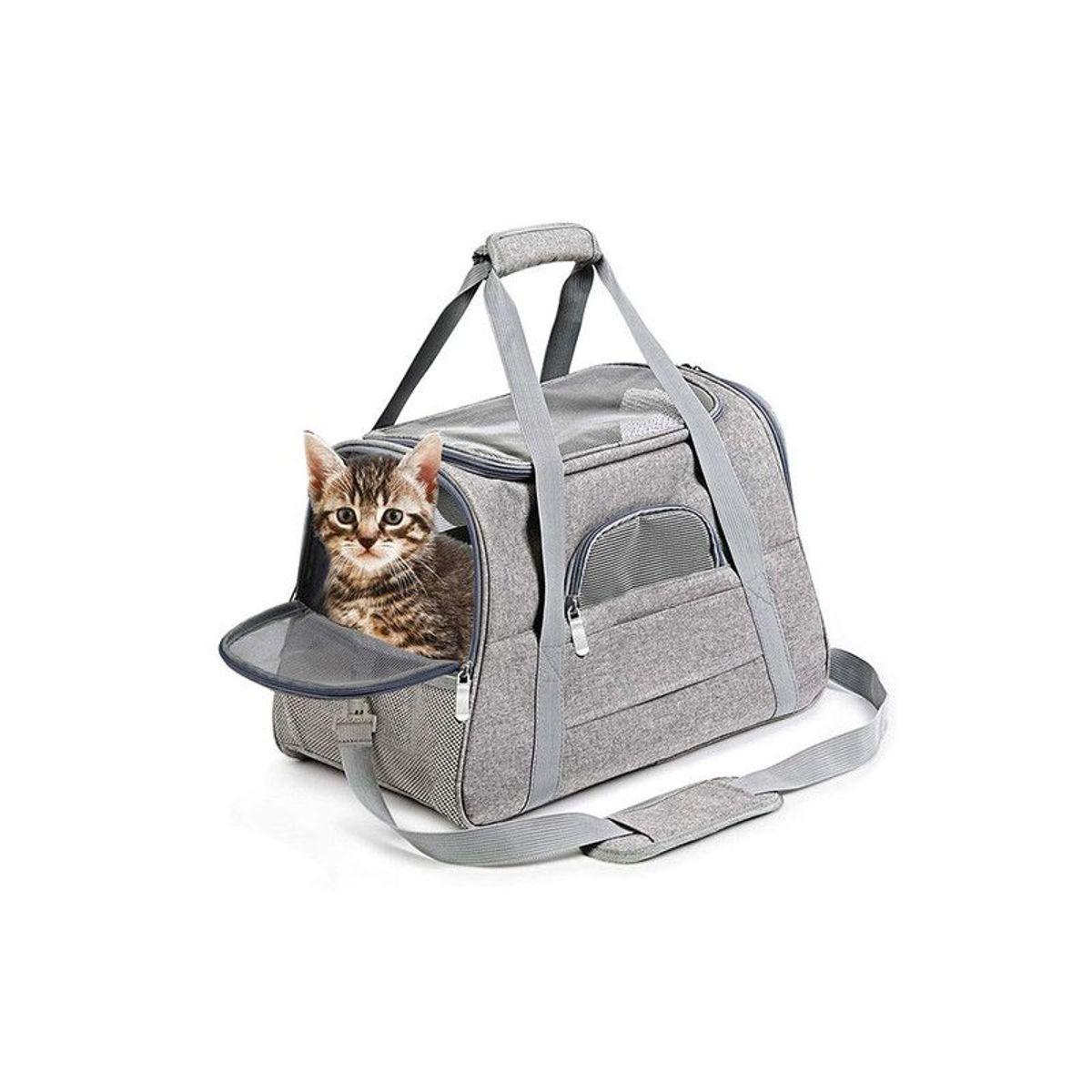 QUE PATAS PET SHOP - Maletín Transportador Para Cabina De Avión Gris