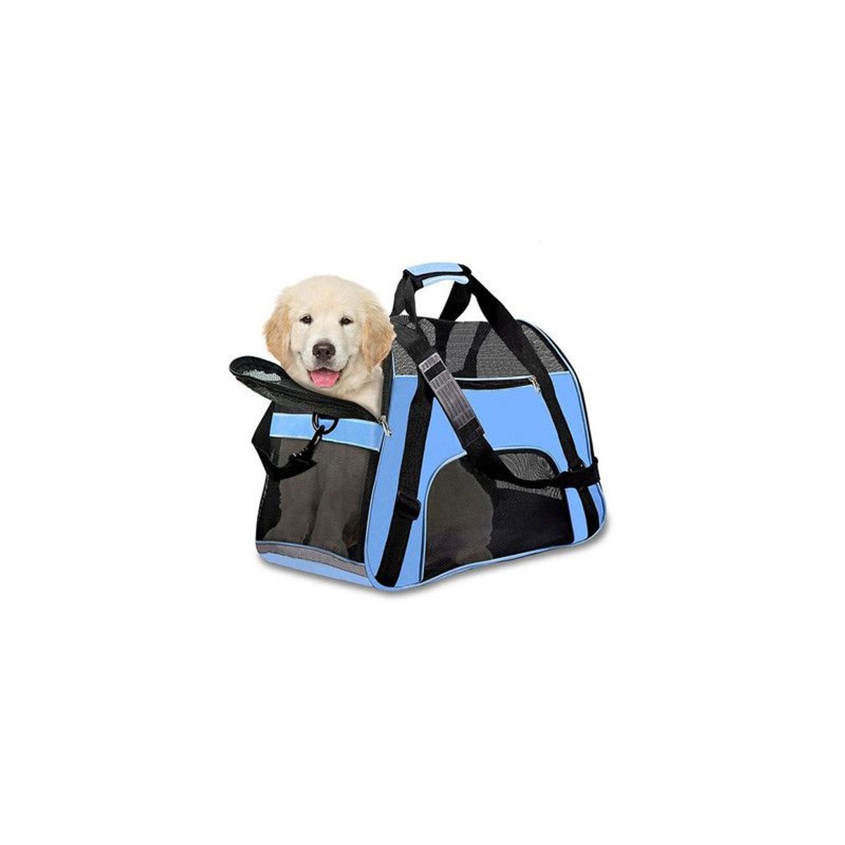 QUE PATAS PET SHOP - Bolso Transportador Plegable para Mascotas Azul Talla L