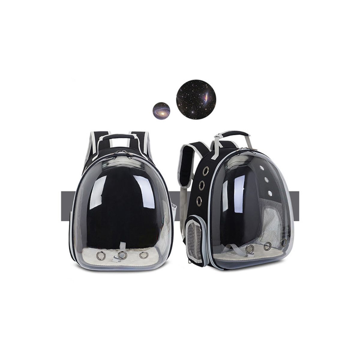 QUE PATAS PET SHOP - Mochila Espacial de Viaje Transparente para Mascotas Negro