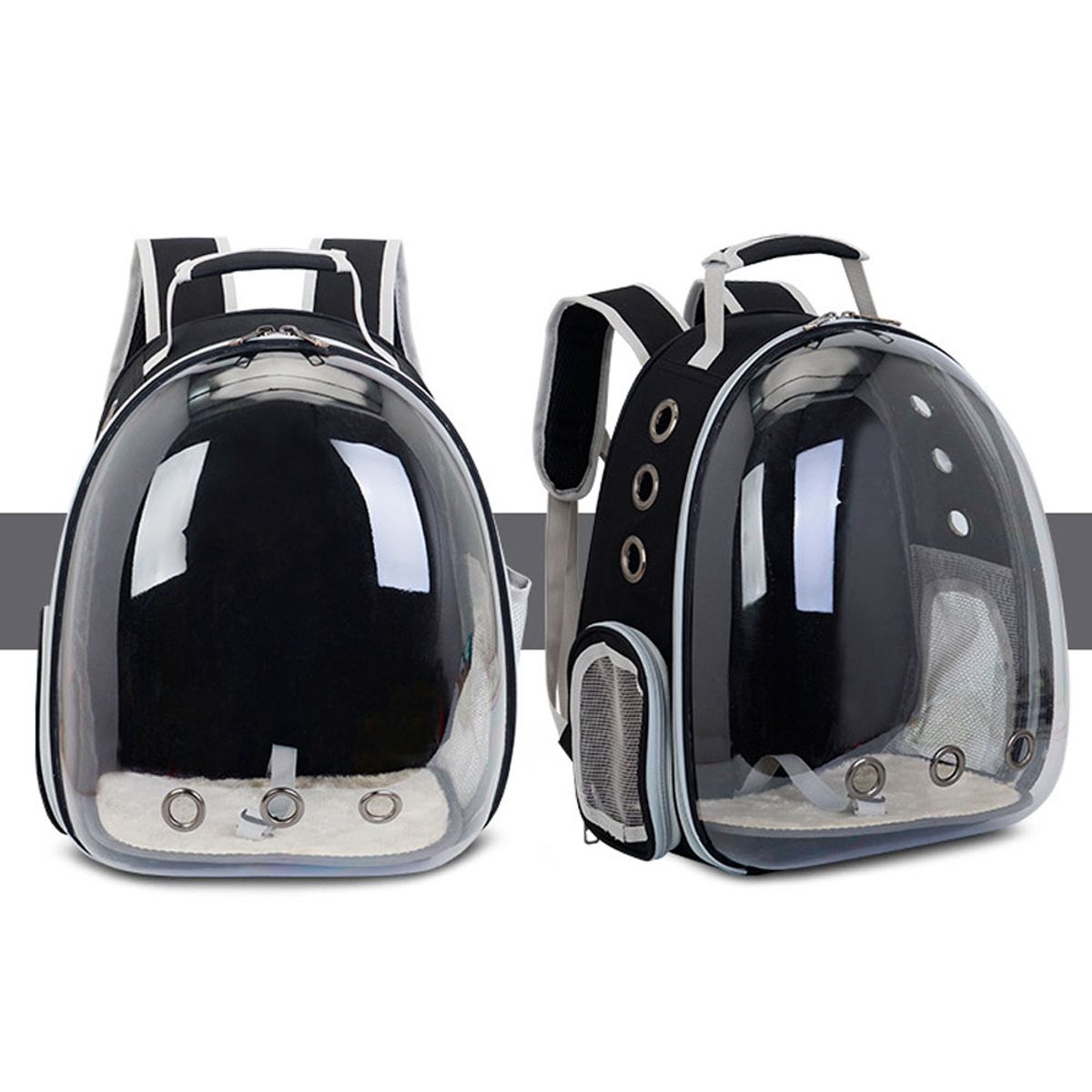 QUE PATAS PET SHOP - Mochila Espacial de Viaje Transparente para Mascotas Negro