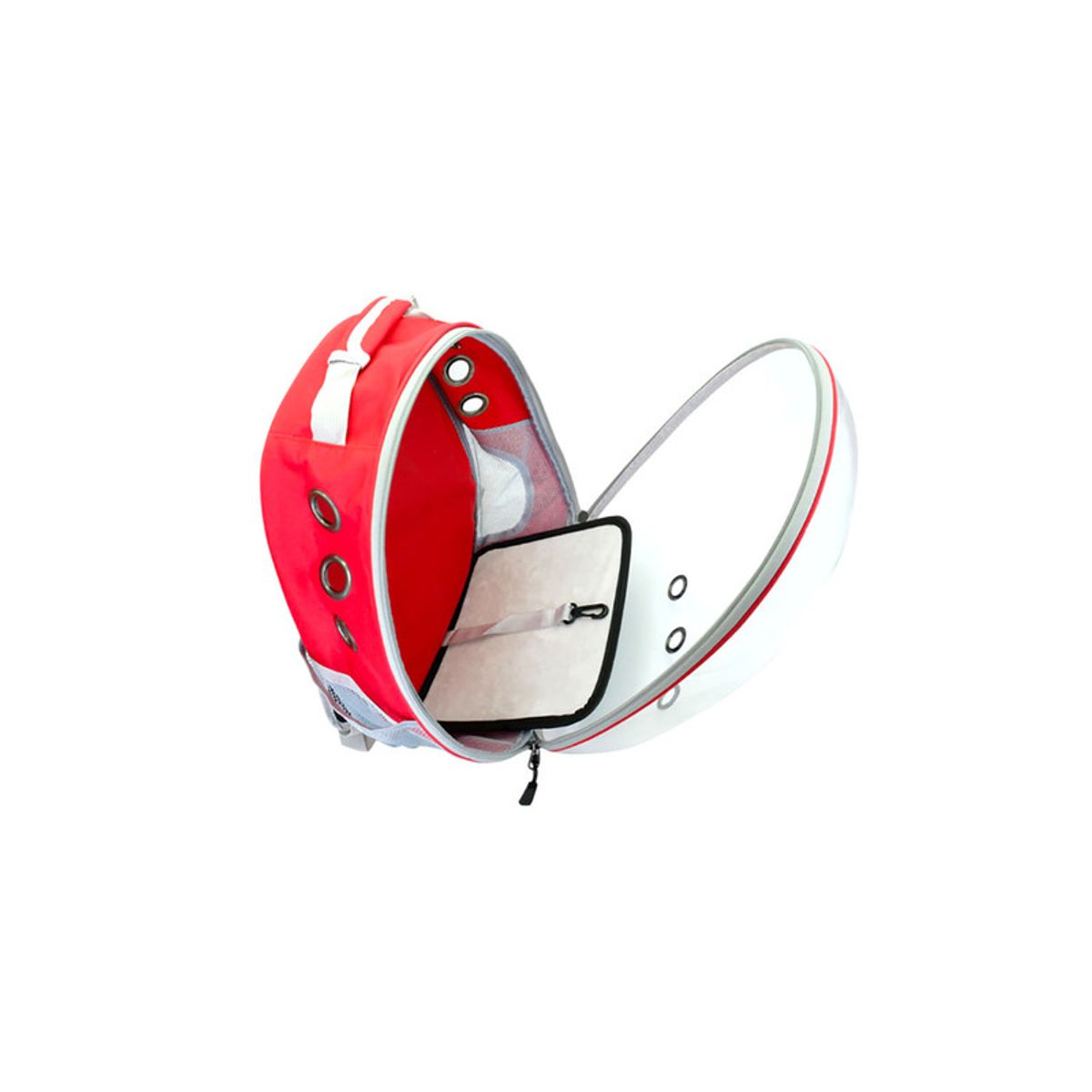 QUE PATAS PET SHOP - Mochila Espacial de Viaje Transparente para Mascotas Rojo