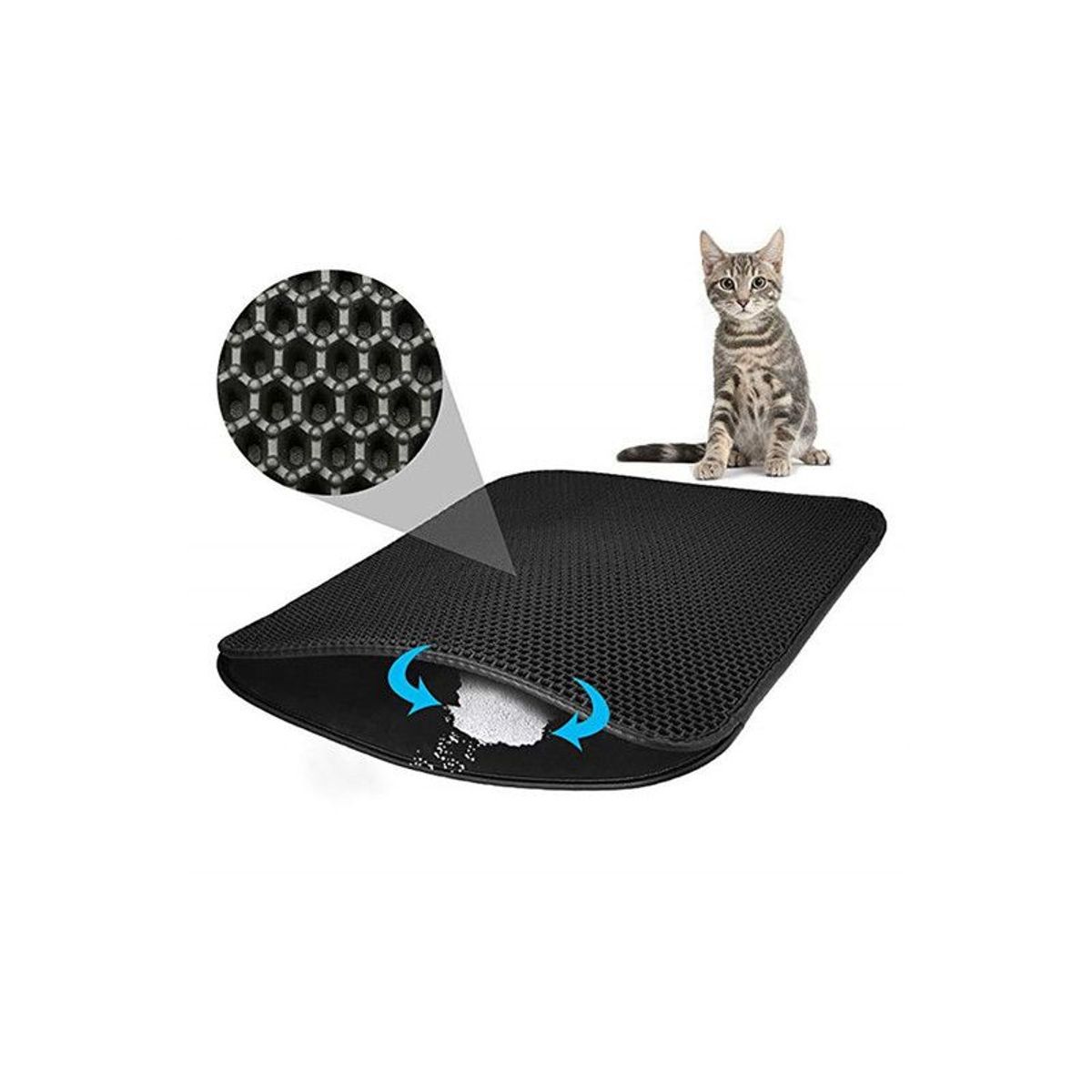 QUE PATAS PET SHOP - Alfombra Doble Capa para Arenero de Gato
