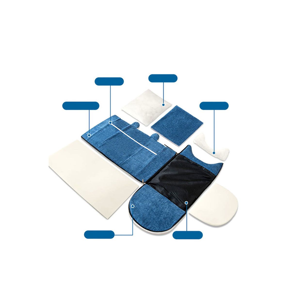 QUE PATAS PET SHOP - Cama Cueva Removible Mascotas Lavable y Cómoda Azul Talla XL