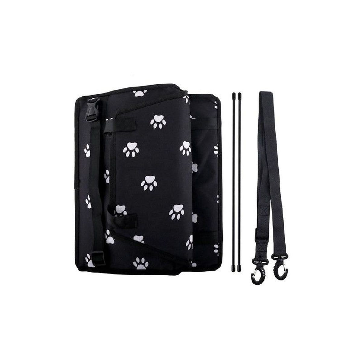 QUE PATAS PET SHOP - Asiento Copiloto para Mascotas Negro con huellas