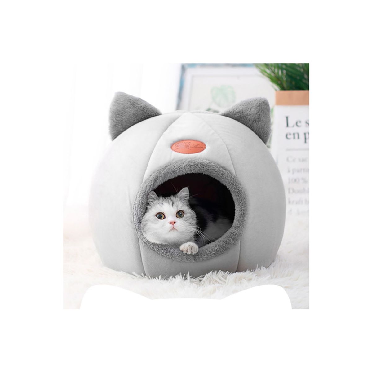 QUE PATAS PET SHOP - Cama Gato Cueva color Gris