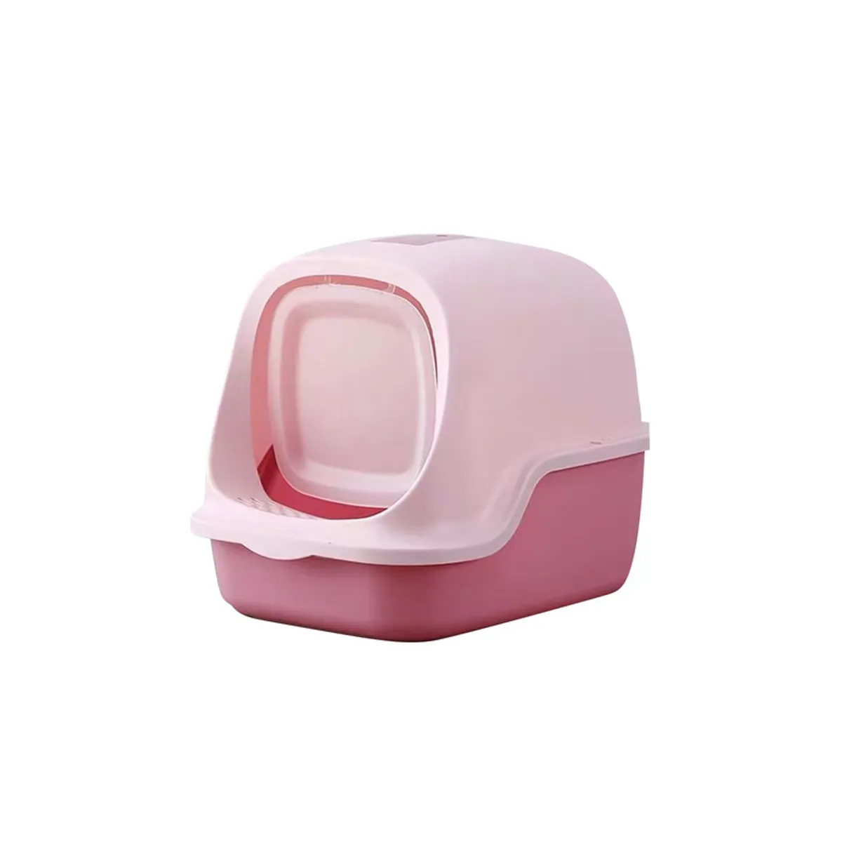 QUE PATAS PET SHOP - Arenero Cerrado con Puerta Abatible y Base Antifugas Rosado