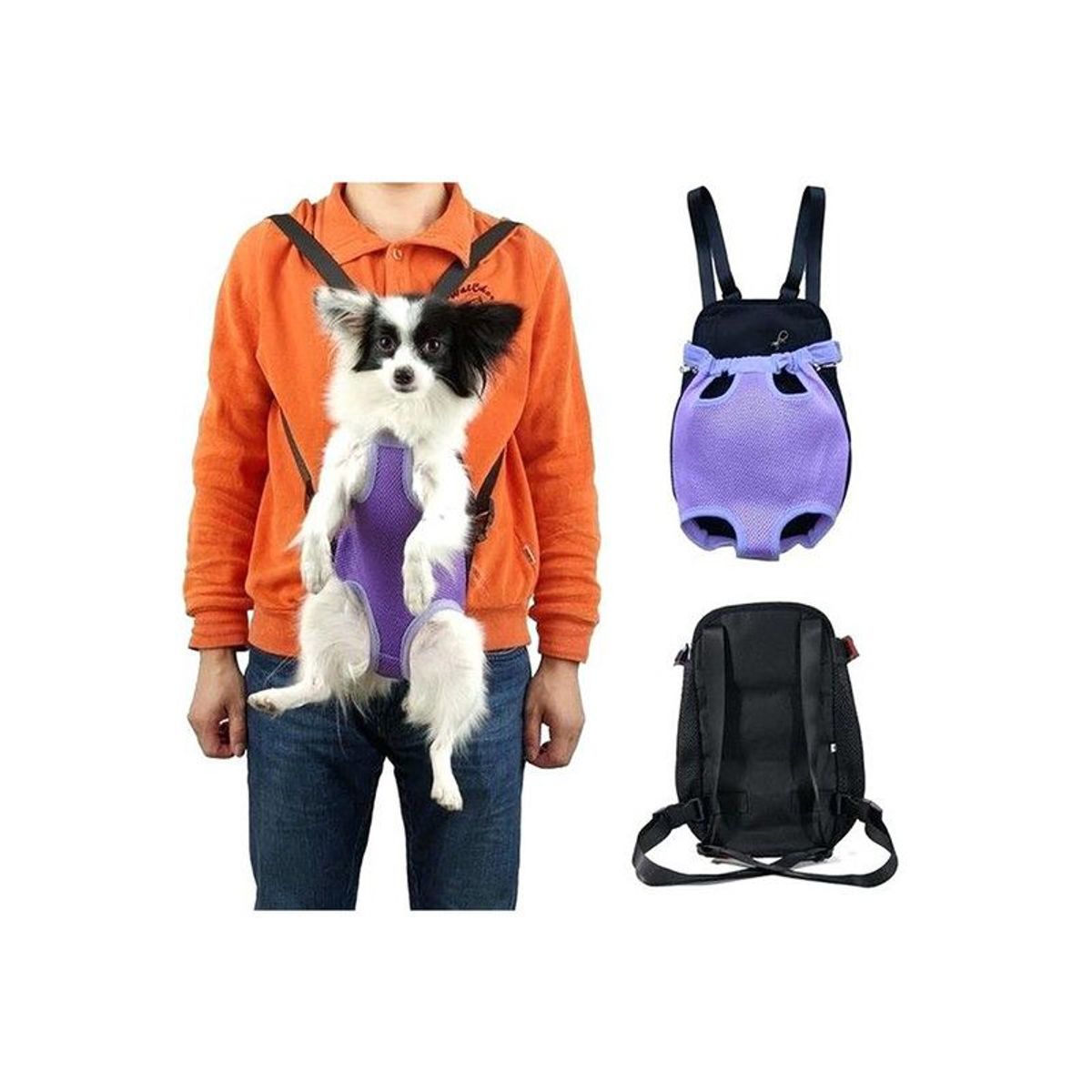 QUE PATAS PET SHOP - Mochila Canguro Mascotas Cómoda y Segura Talla S Negro